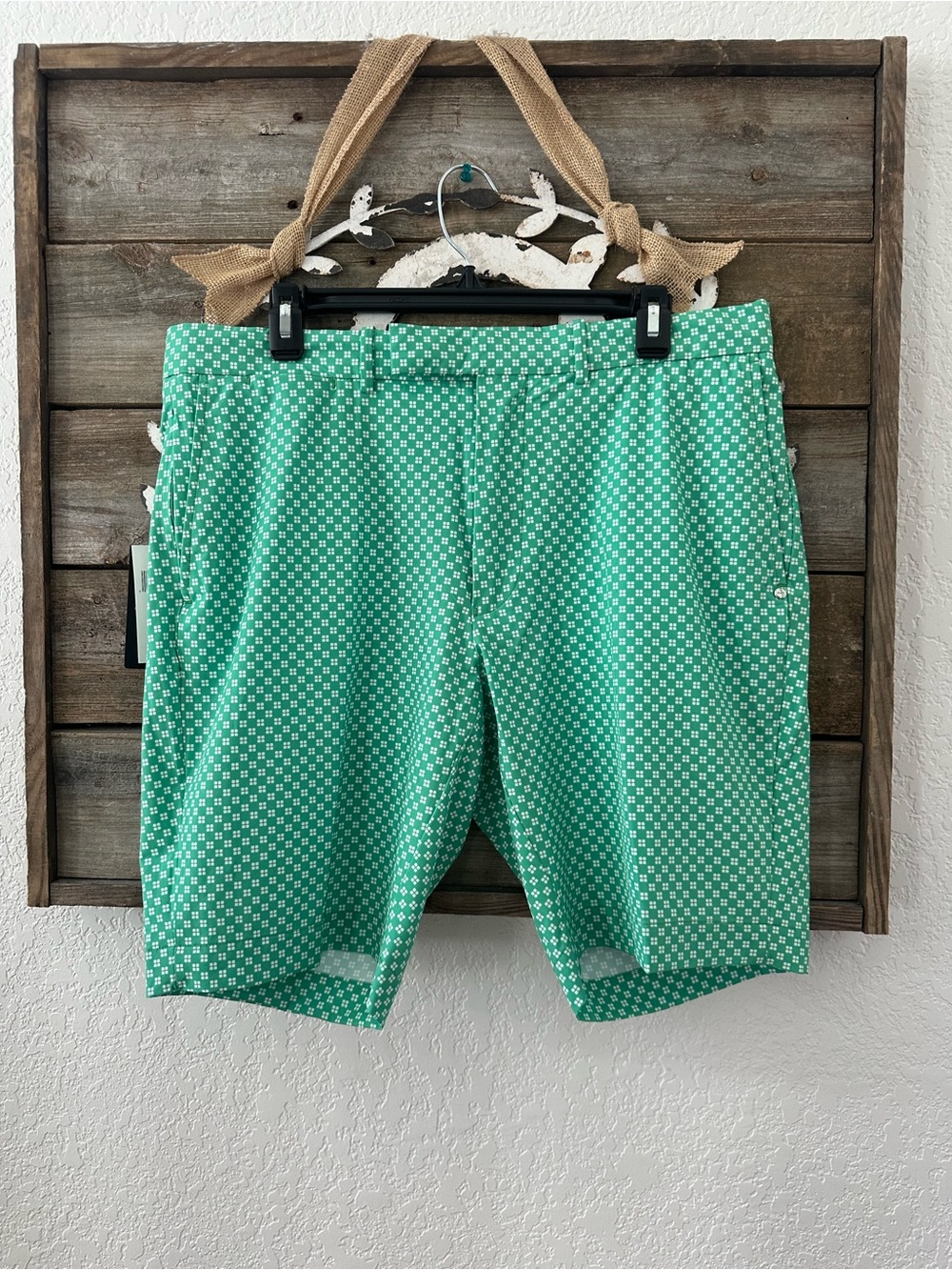 Ralph Lauren RLX Men's Green Micro-Pattern Tailores fit Golf Shorts 34 NWT